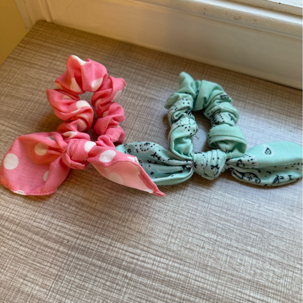 Pink and Blue Satin Hair Accessories Set